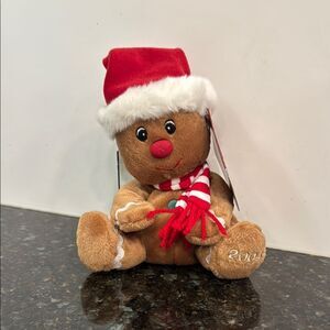 Festive Gingerbread Plush with Santa Hat